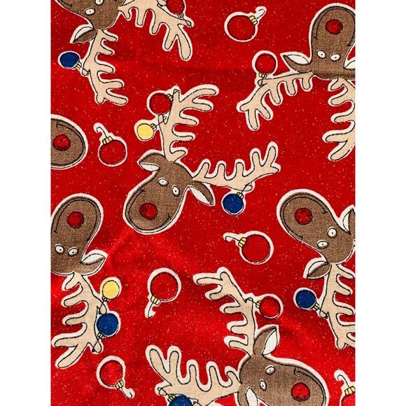 Christmas Moose Fabric Sewing Quilting Sparkles Ornaments Red Rudolf Reindeer - Picture 7 of 7